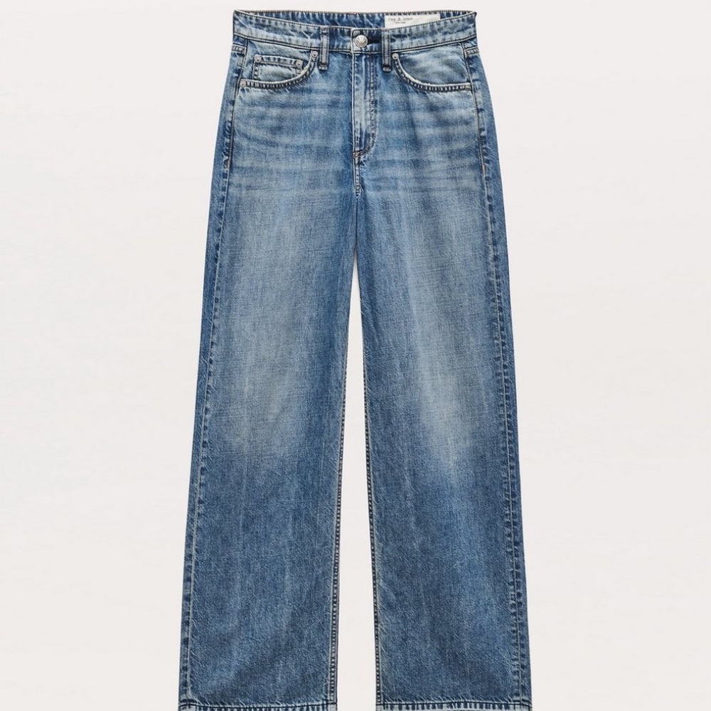 Rag & Bone featherweight Logan Mid-rise Wide Leg sz 31- unfinished hem